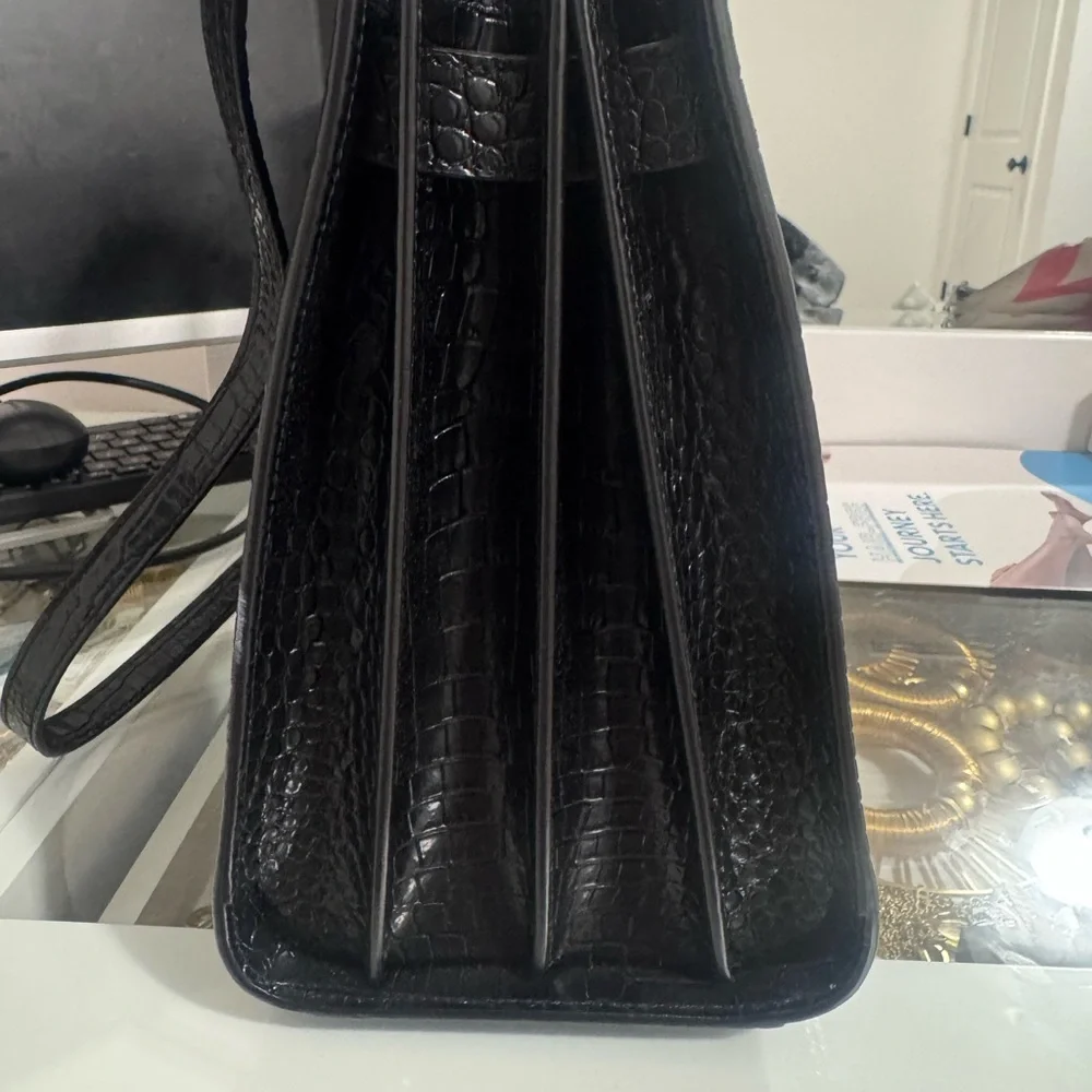 Saint Laurent Black Embossed Leather Briefcase